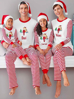 Familie Weihnachtspyjamas weiße Hose mit Top gedruckten gestreiften Schlafanzüge für Damen