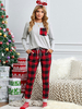 Familien-Weihnachtspyjama Polyester kariertes Muster graues Hosenoberteil 2-teiliges Set