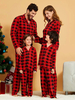 Familien-Weihnachtspyjama Polyester kariertes Muster rotes Hosenoberteil 2-teiliges Set
