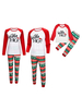 Familien Weihnachtspyjamas Baumwollmischung Weihnachtsmuster Rot Weiß Farbblock Top Pants Set