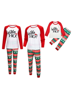 Familien Weihnachtspyjamas Baumwollmischung Weihnachtsmuster Rot Weiß Farbblock Top Pants Set