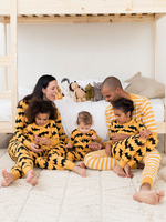 Familien Weihnachtspyjamas Fledermausdruck Orange Zweiteiliges Set