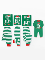 Familien Weihnachtspyjamas Grün Striped Printed Top und Hosen für Frauen Faschingskostüme