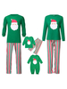 Familien Weihnachtspyjamas Grüne Baumwollmischung Color Block Weihnachtsmuster Top Pants Set