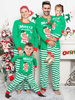 Familien Weihnachtspyjamas Grüne Baumwollmischung Farbblock Stripes Top Pants Set