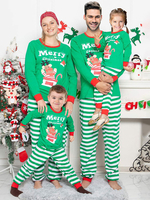 Familien Weihnachtspyjamas Grüne Baumwollmischung Farbblock Stripes Top Pants Set