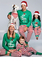 Familien Weihnachtspyjamas Kinder grün grüne Hose mit Top Unisex Faschingskostüme