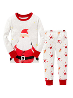 Familien Weihnachtspyjamas Kinder Weiße Weihnachtsmannhose und Top-Set Faschingskostüme