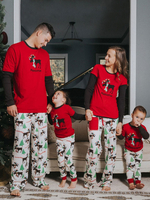 Familien Weihnachtspyjamas Rot bedruckte Top und Hosen Set für Kinder Faschingskostüme
