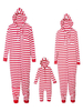 Familien Weihnachtspyjamas Rot gestreifte Kapuzenoveralls für Frauen