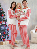 Familien Weihnachtspyjamas Rote Baumwollmischung Farbblockstreifen Top Pants Set