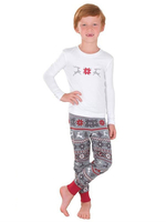 Familien Weihnachtspyjamas Weiß Printed 2 Stück Set für Kinder Faschingskostüme