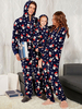 Familien Weihnachtspyjamas Weihnachtsmann dunkler Marine Overall Faschingskostüme
