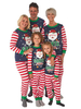 Familienweihnachtspyjamas Marineblaue Baumwollmischung Farbblock Stripes Set