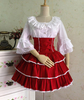 Fantastischer Lolita Rock 100% Baumwolle mit Falten und Farbblock in Rot
