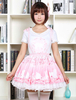 Fantastischer Lolita Rock Polyester mit Spitzen und Print in Rosa