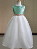 Farbe Block Blumenmädchen Kleid Pailletten Sash Kleid