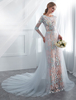 Farbige Brautkleider Baby Blue Lace Langarm Brautkleid mit Zug