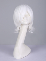 Fasching Cosplay Perücke Hitzebeständigen Faser Ken Kaneki Perücke Tokyo Ghoul in Weiß Japanischer Anime Faschingskostüme