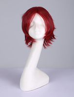 Fasching Cosplay Perücke Hitzebeständigen Faser Rin Matsuoka Perücke von Free! mit Dunkelrot Japanischer Anime Faschingskostüme