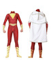 Fasching DC Comic Cosplay Kapitän Marvel Shazam Roter Zentai-Overall Mit Umhang 2021 Fasching Karneval Kostüm Faschingskostüme