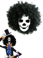 Fasching Ein Stück Toten Knochen Brook Maske und schwarze Perücke Anime Cosplay Zubehör