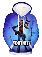 Fasching Fortnite Cosplay Kostüme Blauer 3D Digital bedruckter Hoodie Faschingskostüme