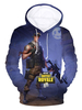 Fasching Fortnite Cosplay Kostüme Blauer 3D Digital bedruckter Hoodie Faschingskostüme
