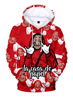 Fasching Geld Überfall Hoodie Dali Rot La Casa De Papel Print Kapuzenpullover