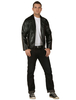 Fasching Grease T Vogeljacke Herren Schwarz Faux Lederjacke Fancy Dress Kostüm mit Überzieher Faschingskostüme