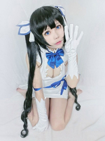 Fasching Hestia Cosplay Black Perücke Ist es falsch zu versuchen; Mädchen in einem Dungeon Cosplay Zubehör zu holen Faschingskostüme