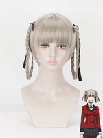 Fasching Kakegurui Cosplay Silber Momobami Kirari Mikrofaser Perücke Side Parting Cosplay Perücken Faschingskostüme