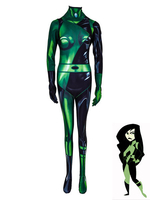 Fasching Kim Possible Shego Body Jumpsuit Cosplay Kostüm