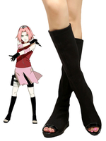 Fasching Naruto Ryūmei Sakura Schwarz Cosplay Schuhe Anime Ninja Stiefel
