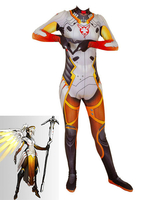 Fasching Overwatch Cosplay Kostüme Angela Ziegler Orange Rot Lycra Spandex Jumpsuit Spiel Trikotspiel Cosplay Kostüme