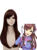 Fasching OverWatch OW Hana Song D.va Cosplay Perücke