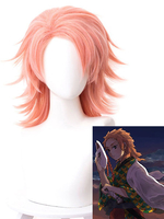 Fasching Sabito Cosplay Perücke Demon Slayer: Kimetsu No Yaiba Kurze Orange Rot Cosplay Perücke Faschingskostüme