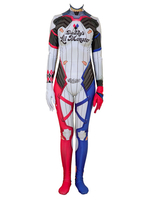 Fasching Selbstmordkommando Cosplay Harley Quinn Rot Lycra Spandex Trikot DC Comics Cosplay Kostüm Faschingskostüme