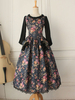Faschingskostüm -viktorianische Retro-Vintage-Kleid Langarm dunkelblau