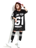 Faschingskostüm 0 1 in Hip Hop-Style für Damen Set mit Kleid und Pailletten bestickt und Buchstaben Muster Tanzkostüm 2021 Karneval Kostüm