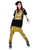 Faschingskostüm 0 1 in Hip Hop-Style für Damen Set OberteilundHose in Schwarz mit Print Karneval Kostüm