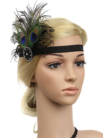 Faschingskostüm 1920 große Gatsby Stirnband Flapper Headpieces Pfauenfeder Strass Frauen Retro Haarschmuck Karneval Kostüm Karneval Kostüm