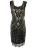 Faschingskostüm 1920er Jahre Flapper Kleid große Gatsby Vintage Kostüm Damen Pailletten schwarz Kleid