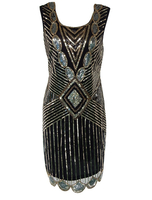 Faschingskostüm 1920er Jahre Flapper Kleid große Gatsby Vintage Kostüm Damen Pailletten schwarz Kleid
