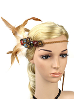Faschingskostüm 1920er Jahre Flapper Stirnband Boho Headpieces Vintage große Gatsby Frauen Perlen Federn ethnische Haarschmuck Karneval Kostüm Karneval Kostüm