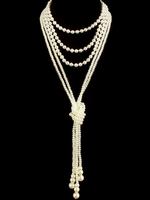 Faschingskostüm 1920er Jahre Great Gatsby Accessoire Flapper Kleid Accessoires White Pearl Knotted Layered Halskette Karneval Kostüm