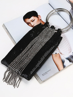 Faschingskostüm 1920er Jahre Great Gatsby Flapper Clutch Taschen Black Rhinestones Tassel Flapper Handtaschen