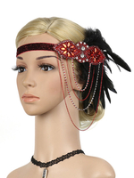 Faschingskostüm 1920er Jahre Great Gatsby Kostüm Charleston Zubehör Vintage Kopfschmuck Frauen Ketten Feder Stirnband Karneval Kostüm