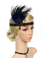 Faschingskostüm 1920er Jahre Great Gatsby Kostüm Charleston Zubehör Vintage Kopfschmuck Frauen Ketten Feder Stirnband Karneval Kostüm