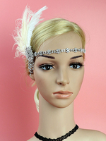 Faschingskostüm 1920er Jahre Great Gatsby Stirnband Flapper Headpieces Feder Strass Frauen Retro Haarschmuck Karneval Kostüm Karneval Kostüm